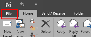 haga clic en el menú archivo de la ventana de outlook