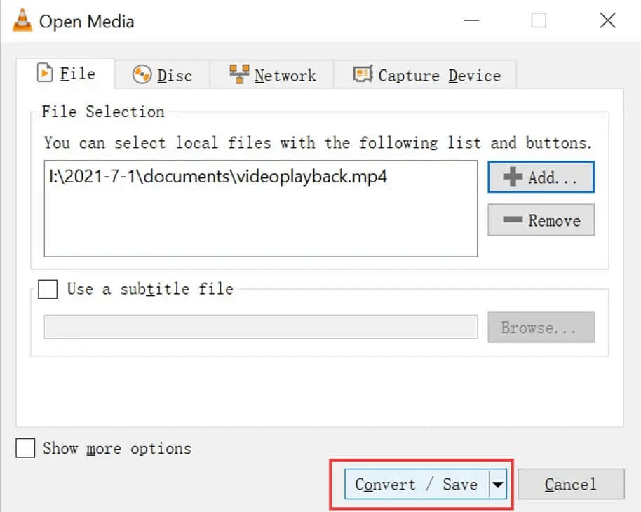 click the convert or save option