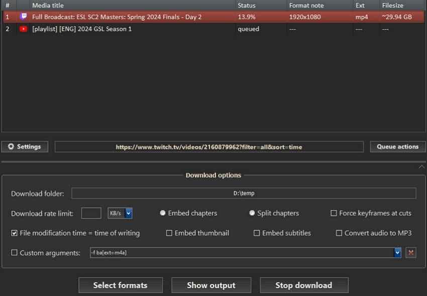 yt-dlp advanced download queue