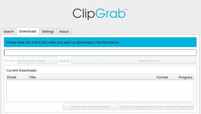 clipgrab simple download window