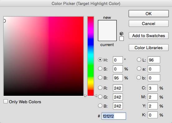 highlight color picker for color correction in photoshop