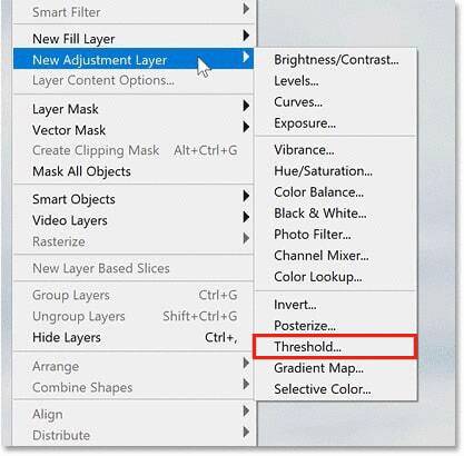 adjustment layer threshold for color correction in photoshop