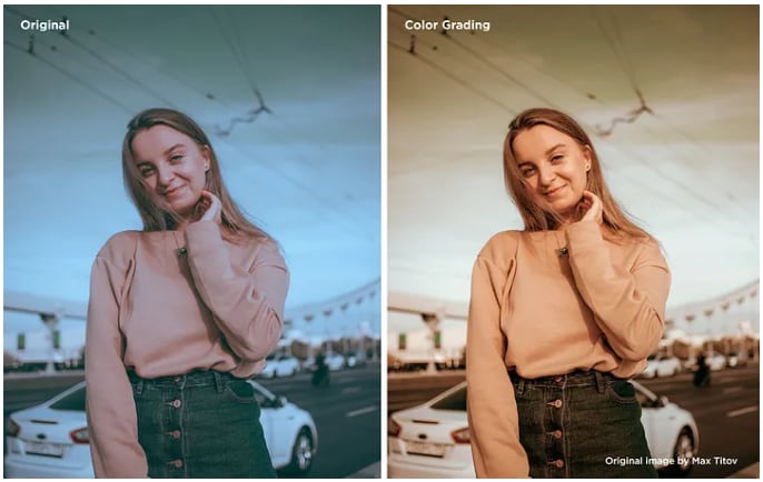 color grading before and after