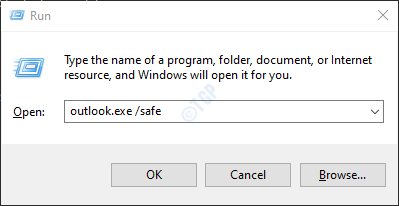 Comando para abrir Outlook en modo seguro