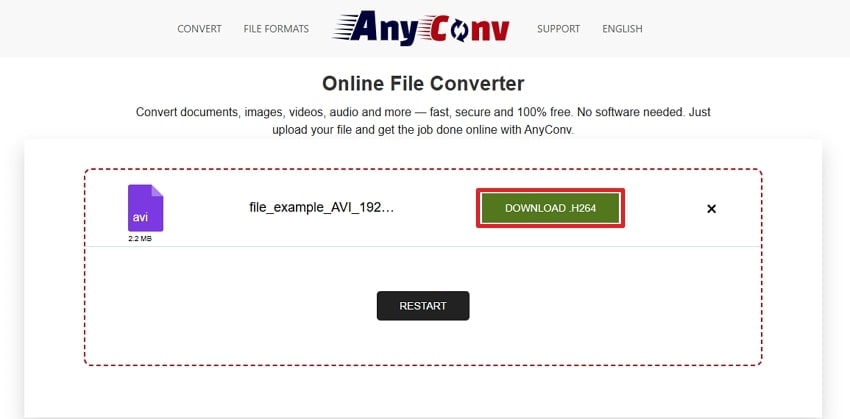 press download h264 and save