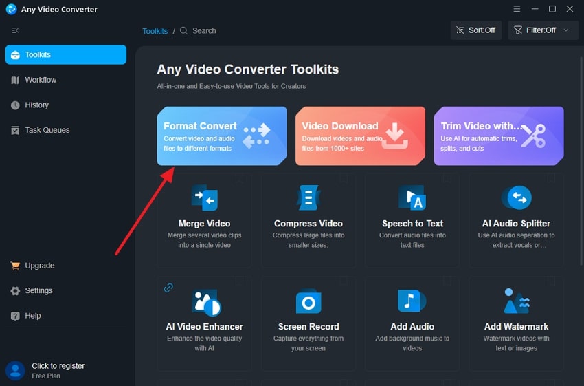 click format convert feature