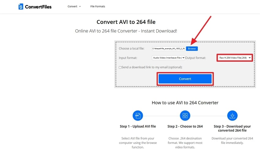 browse file and tap convert