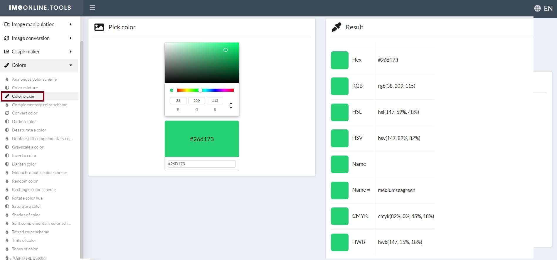use color picker in imgonline tools