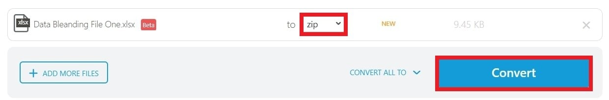 convert excel to zip