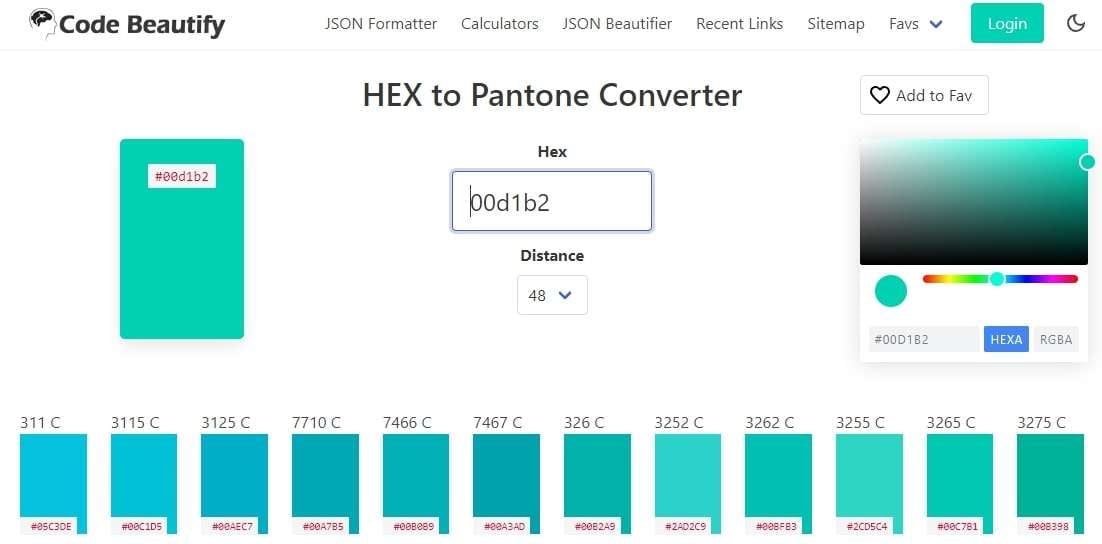 code beautify hex to pantone converter 