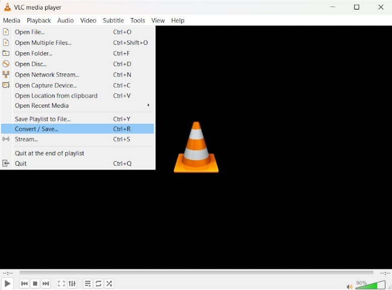vlc select convert or save