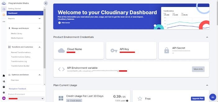 cloudinary log in