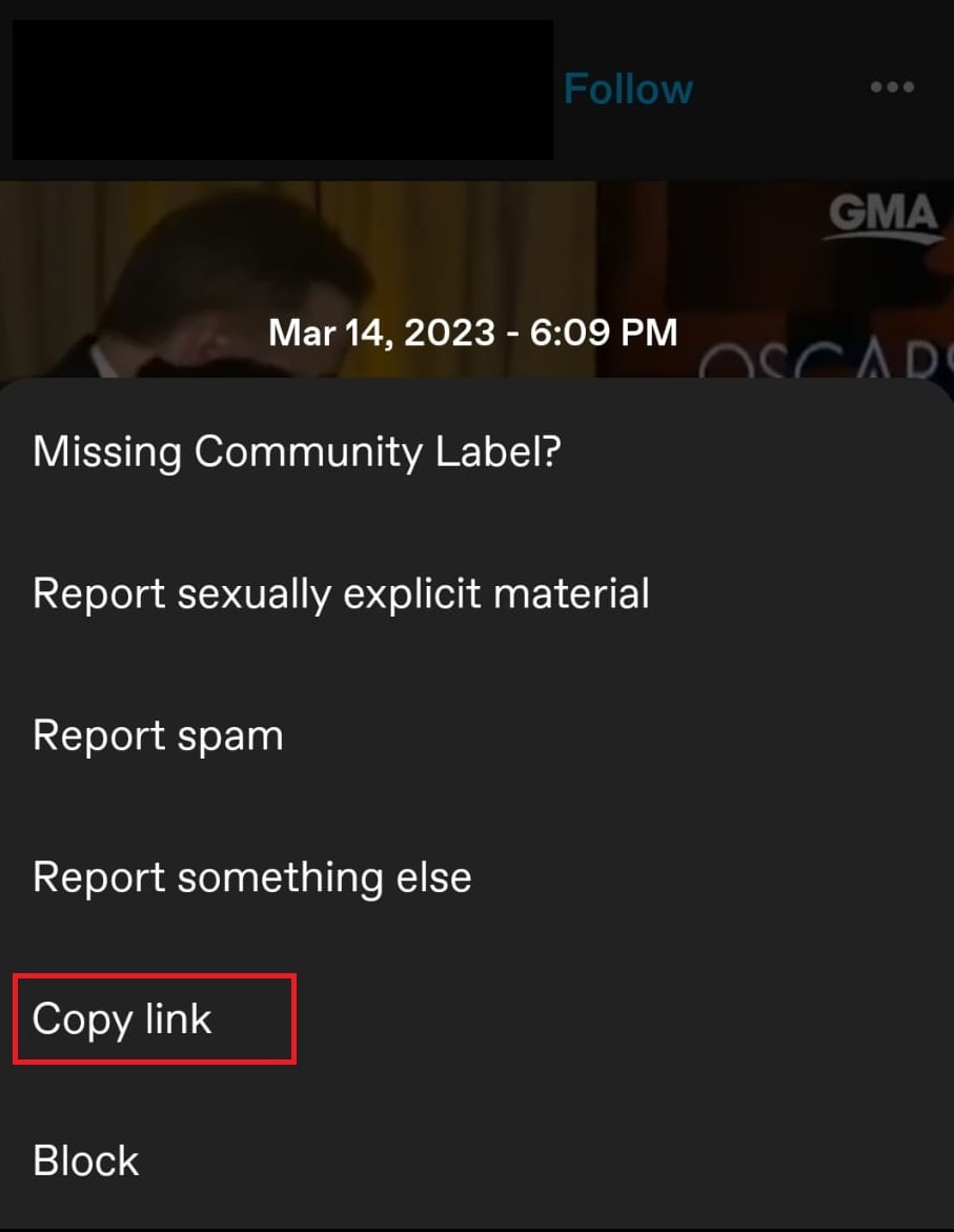 come fare per copiare il link del video