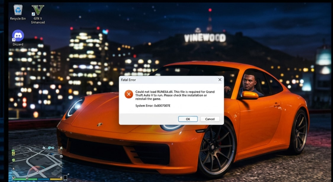 gta 5 enhanced could not find rune64.dll error on windows pc at launch
