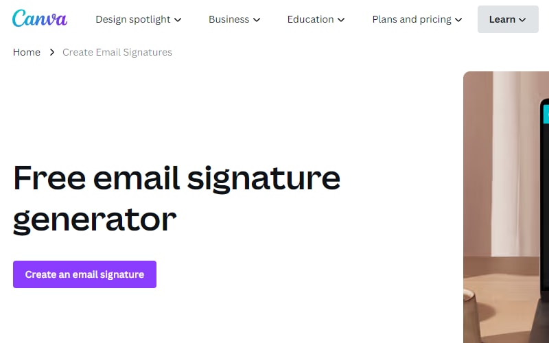 modelo de assinatura de e-mail gratuita do Canva