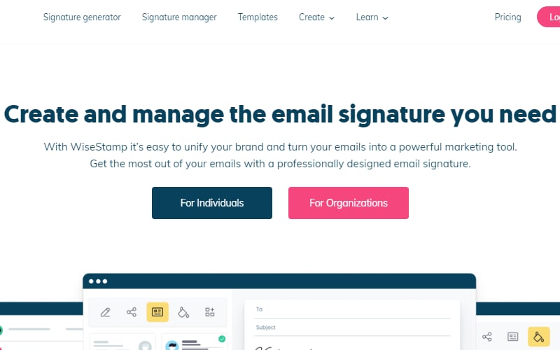 wisestamp modello gratuito di firma e-mail 