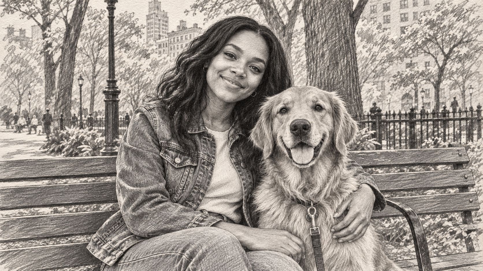 hand drawn pet pencil sketch after editing