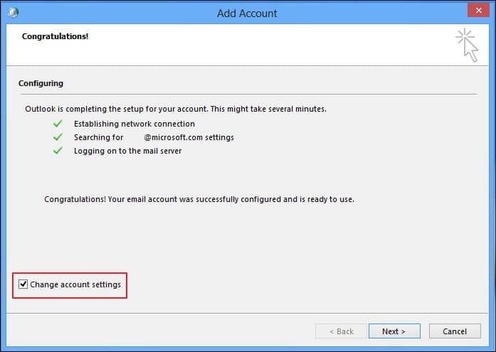 enable check account settings option
