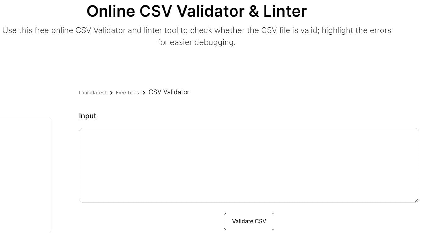 lambdatest csv file validator