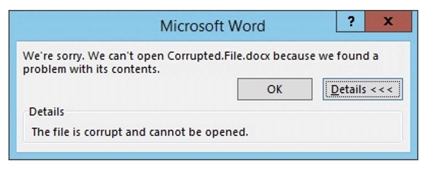 damaged word file causing the issue