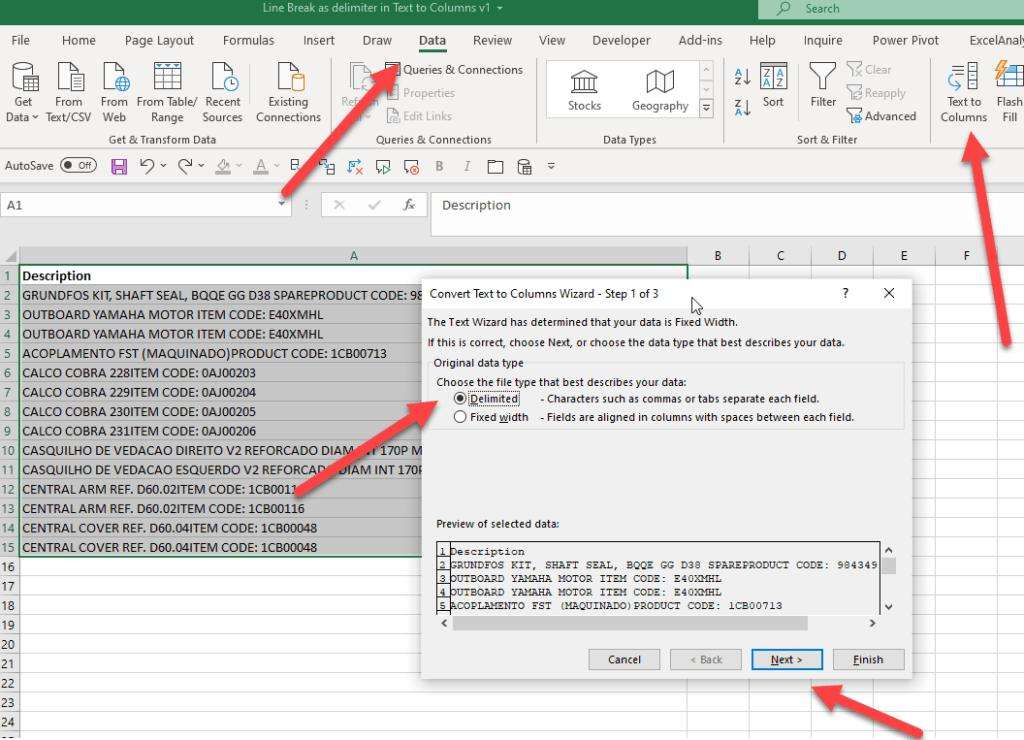select delimiters