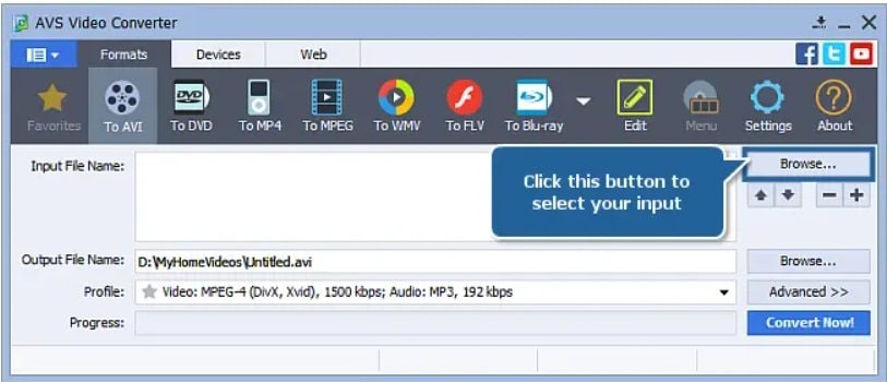 add dav files to avs video converter 