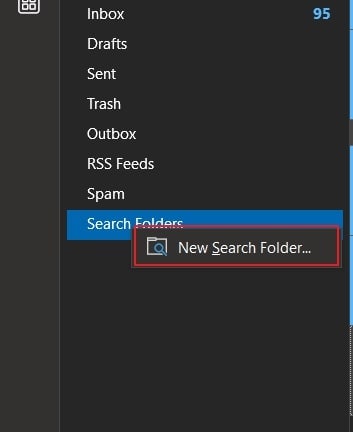 tap on new search folder option