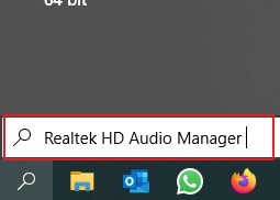 Pour ouvrir la plateforme dans une nouvelle fenêtre, tapez « Realtek HD Audio Manager » .