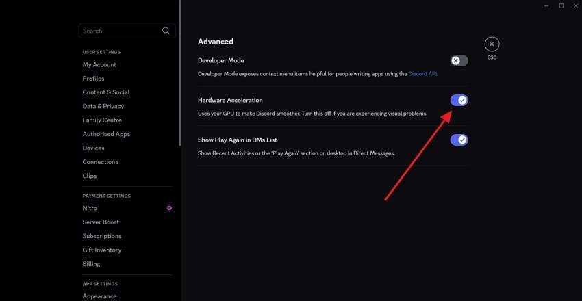 enable hardware acceleration discord desktop