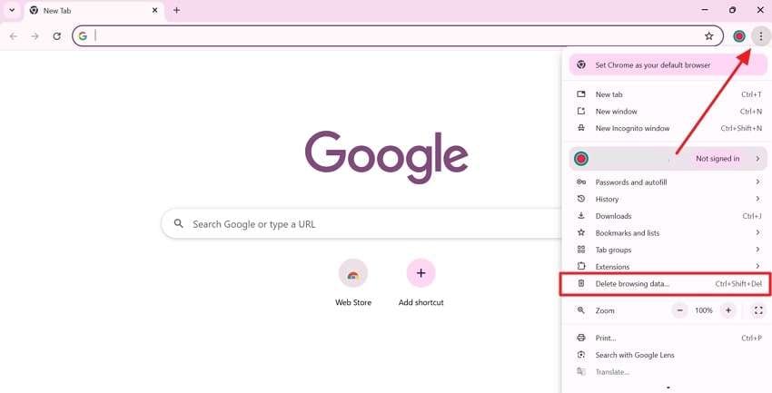 delete browsing data settings chrome