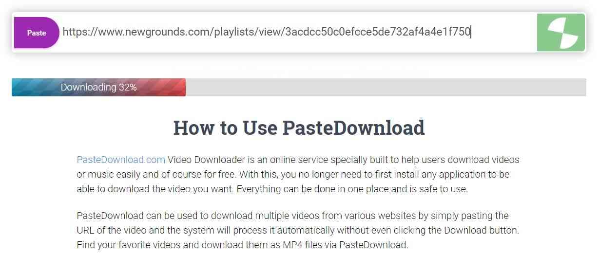 pastedownload pour newgrounds video download