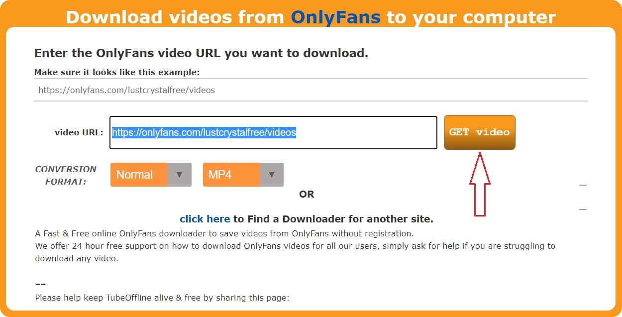 Coller les liens pour télécharger les vidéos d'Onlyfans