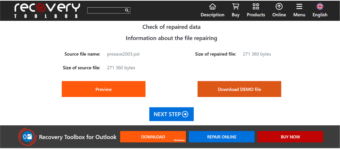 download the repaired pst file