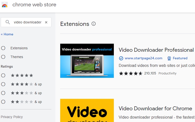 video download chrome web store