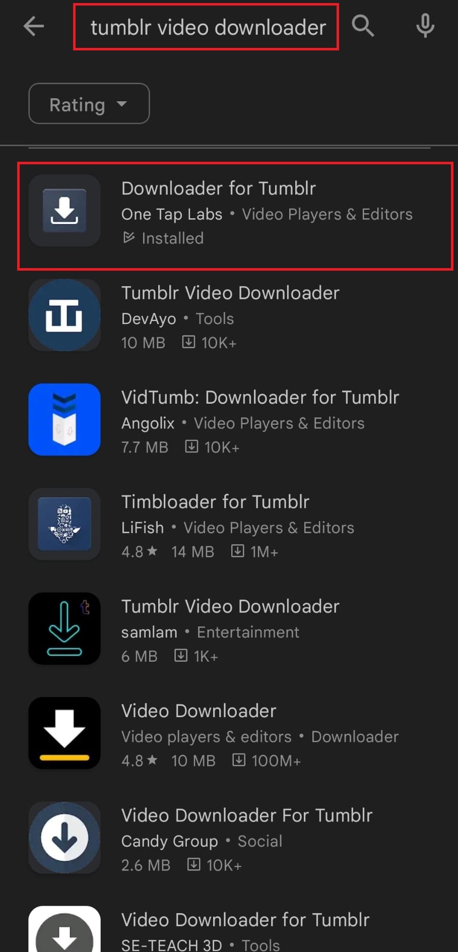 search for a tumblr downloader