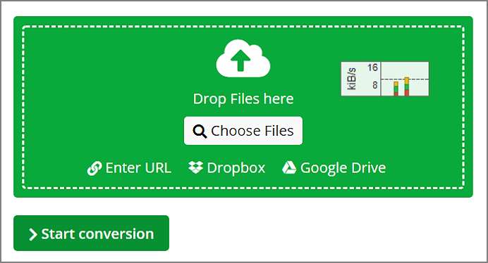 drag and drop video file to start conversion