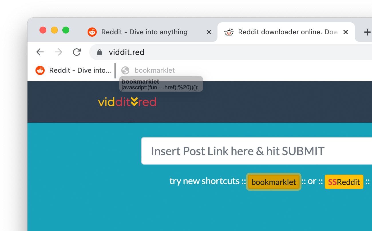 trascinare il bookmarklet nella barra dei segnalibri