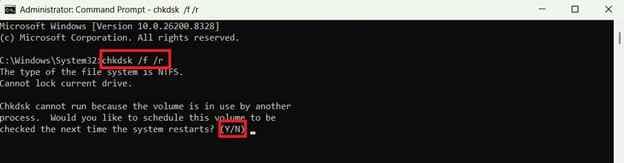 chkdsk /f /r