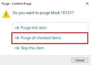 choose purge all checked items