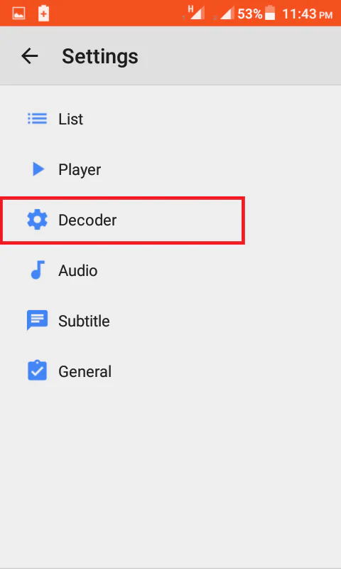 configurações decoder