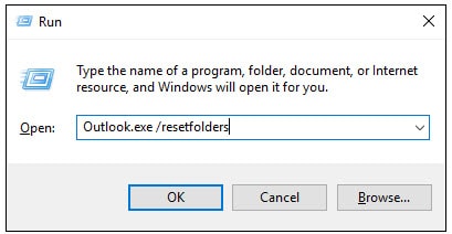 enter command to reset outlook folders