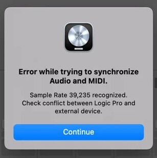 error while synchronizing audio and midi