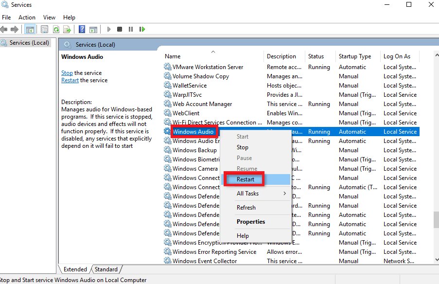 restart windows audio