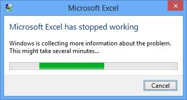 microsoft excel has stopped working error message