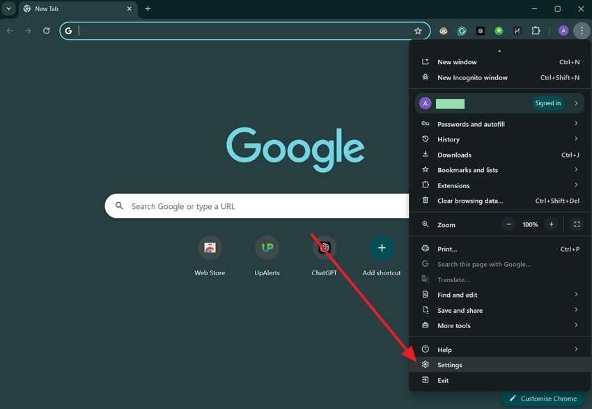access browser settings
