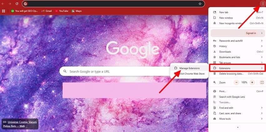access manage extension chrome