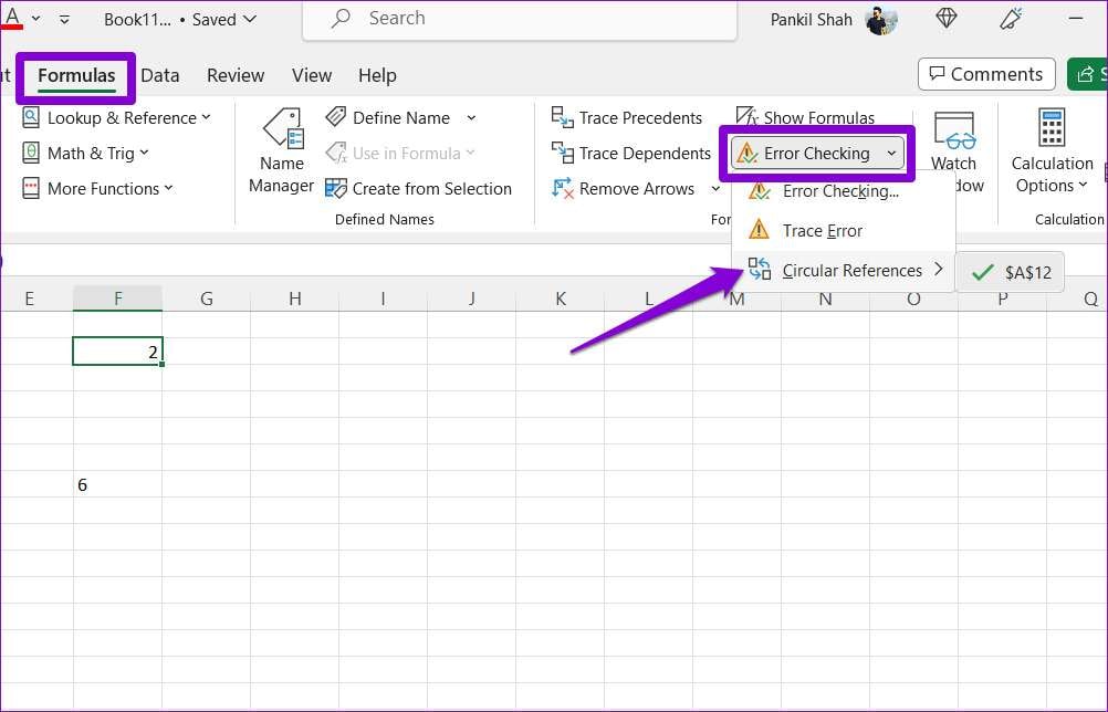 Controllo degli errori in Excel