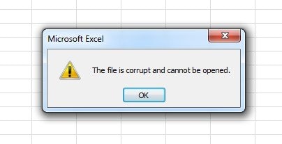 the file is corrupt and cannot be opened error message
