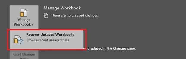 recover unsaved workbooks