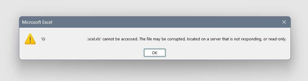 inaccessible and corrupted excel file